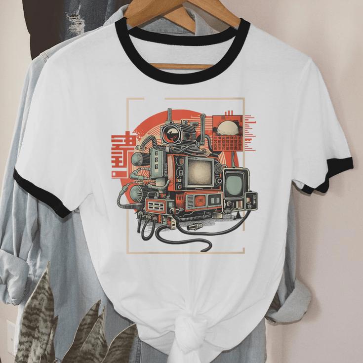 Retro Tech Stack 80s 90s Nostalgia Analog TV Cameras Unisex Cotton Ringer T-Shirt Retro Tech Stack 80s 90s Nostalgia Analog TV Cameras Unisex Cotton Ringer T-Shirt