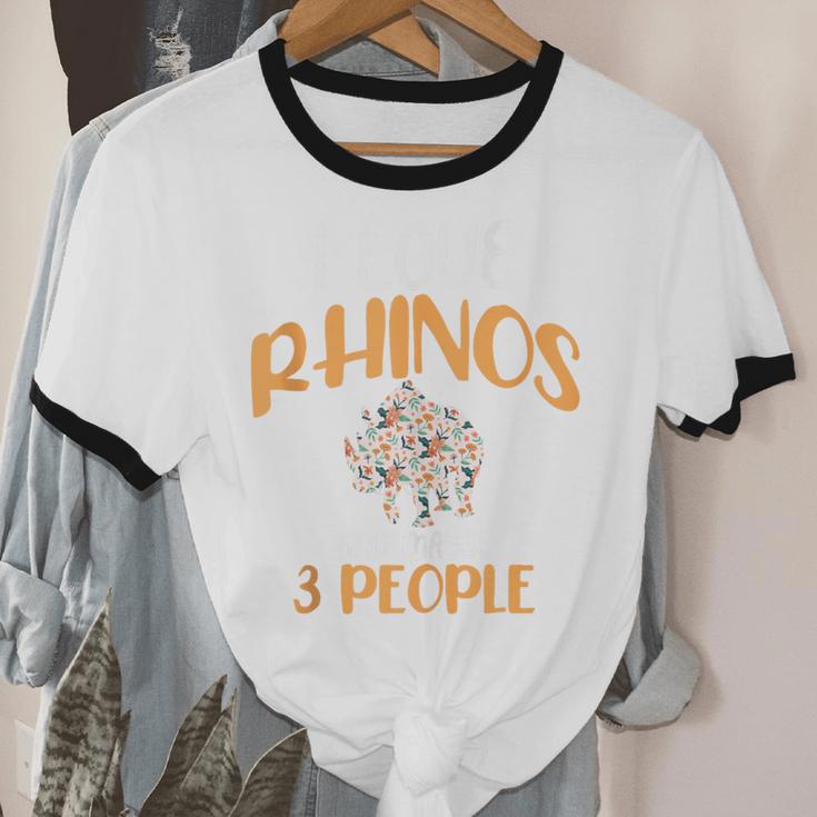 I Like Rhinos And Maybe 3 People Introvert Animal Unisex Cotton Ringer T-Shirt I Like Rhinos And Maybe 3 People Introvert Animal Unisex Cotton Ringer T-Shirt