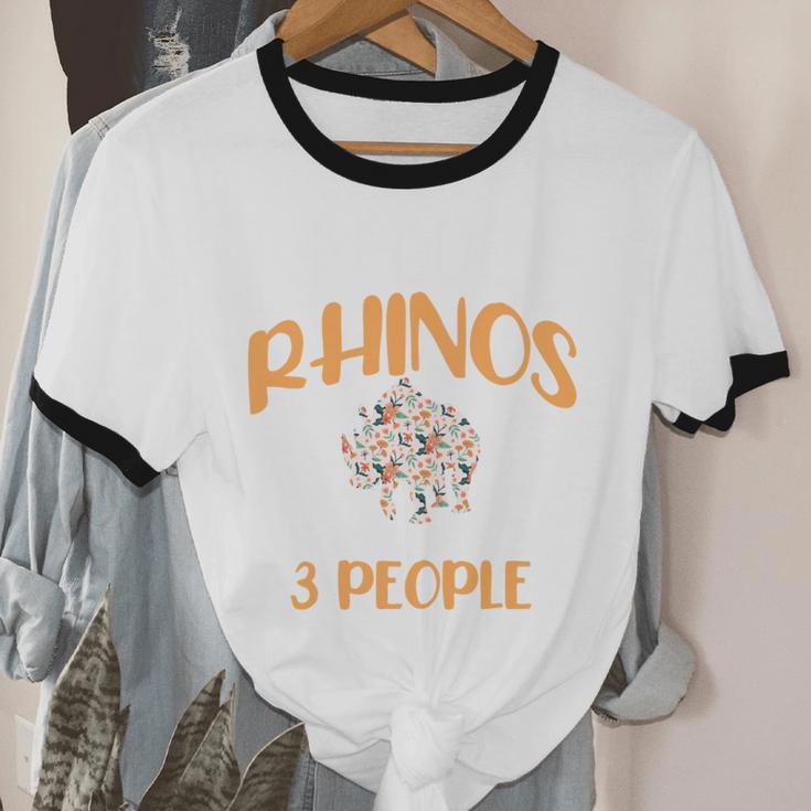 I Like Rhinos And Maybe 3 People Introvert Animal Unisex Cotton Ringer T-Shirt