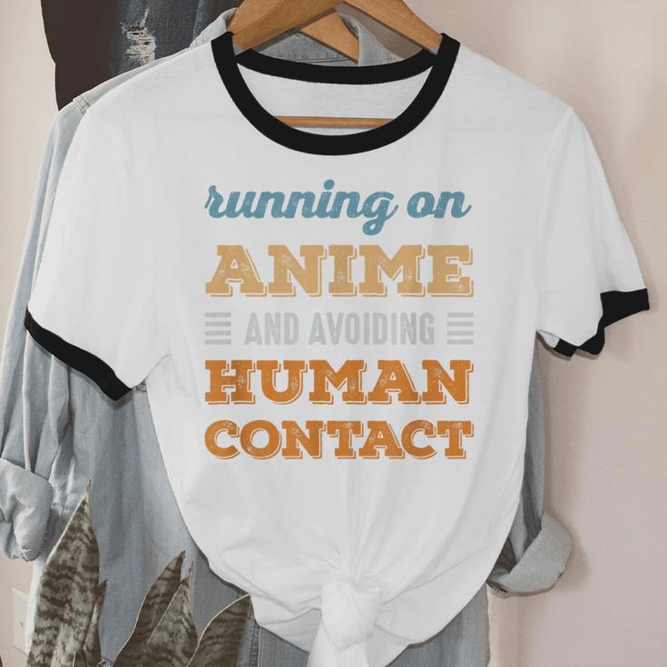Running On Anime Social Introvert Humor Vintage Unisex Cotton Ringer T-Shirt Running On Anime Social Introvert Humor Vintage Unisex Cotton Ringer T-Shirt
