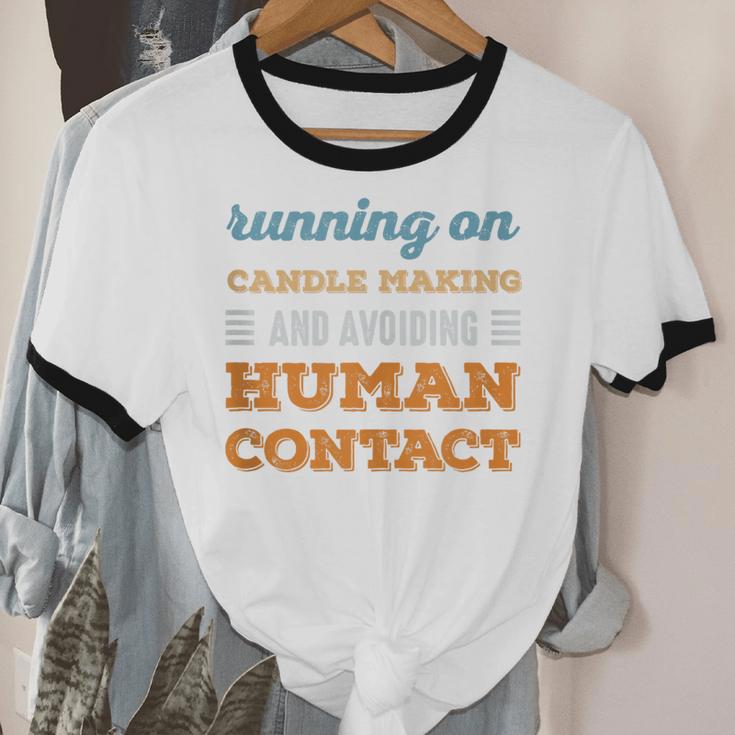 Running On Candle Making Social Introvert Humor Vintage Unisex Cotton Ringer T-Shirt Running On Candle Making Social Introvert Humor Vintage Unisex Cotton Ringer T-Shirt