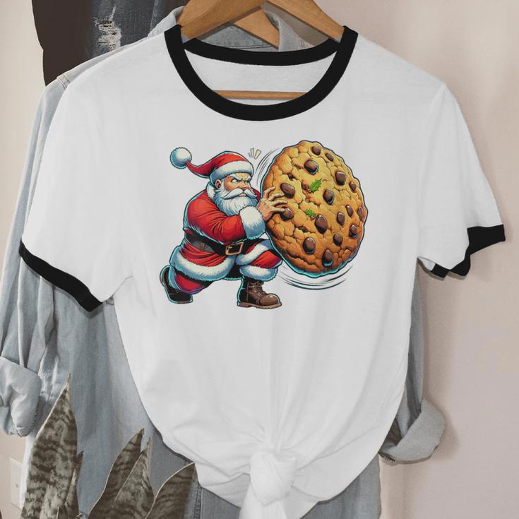 Santa Holding Cookie Xmas Baker Introvert Christmas Unisex Cotton Ringer T-Shirt Santa Holding Cookie Xmas Baker Introvert Christmas Unisex Cotton Ringer T-Shirt