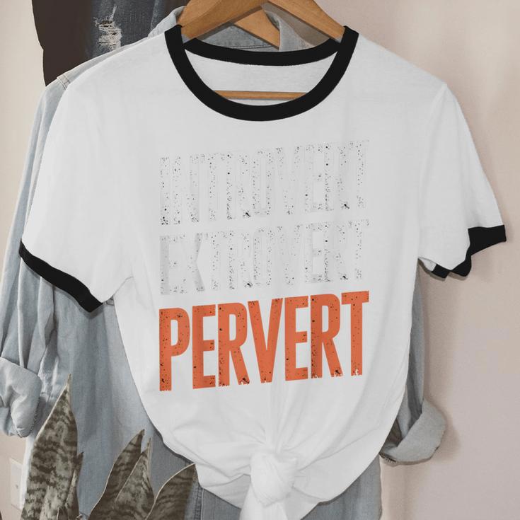 Sarcastic Introvert Extrover Pervert Unisex Cotton Ringer T-Shirt