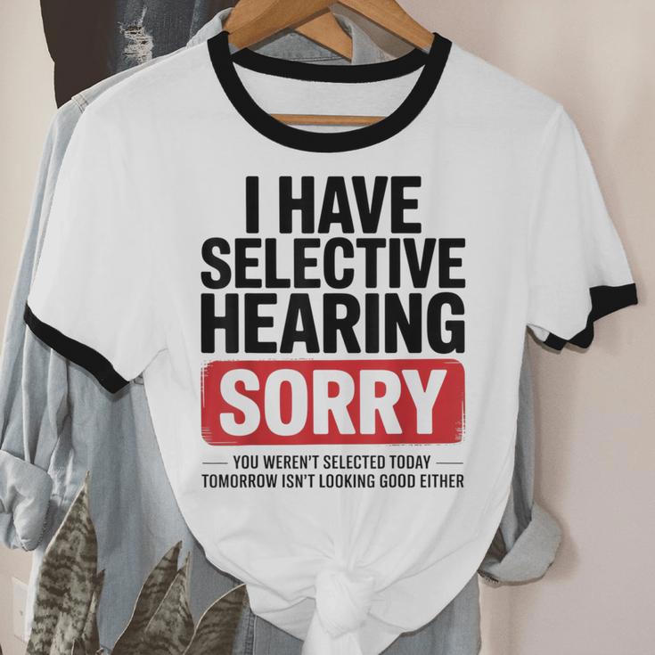 Sarcastic Sayings Introvert I Have Selective Hearing Unisex Cotton Ringer T-Shirt