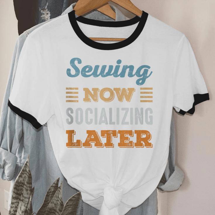 Sewing Now Minimal Socializing Introvert Vintage Unisex Cotton Ringer T-Shirt Sewing Now Minimal Socializing Introvert Vintage Unisex Cotton Ringer T-Shirt