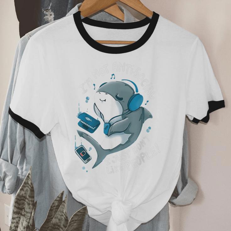 Shark Don’t Like People Antisocial Introvert Unisex Cotton Ringer T-Shirt Shark Don’t Like People Antisocial Introvert Unisex Cotton Ringer T-Shirt