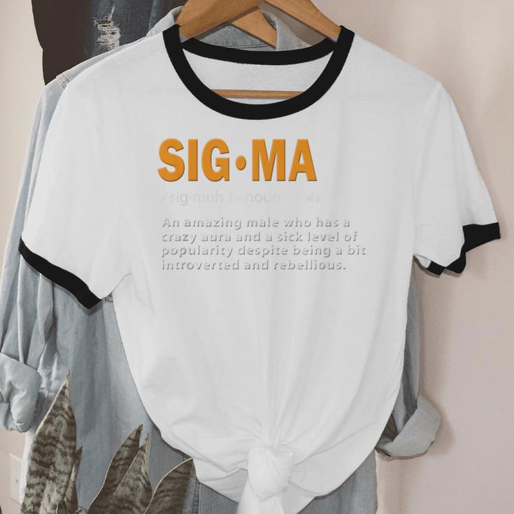 Sigma Male Definition Crazy Aura Lone Wolf Introvert Unisex Cotton Ringer T-Shirt