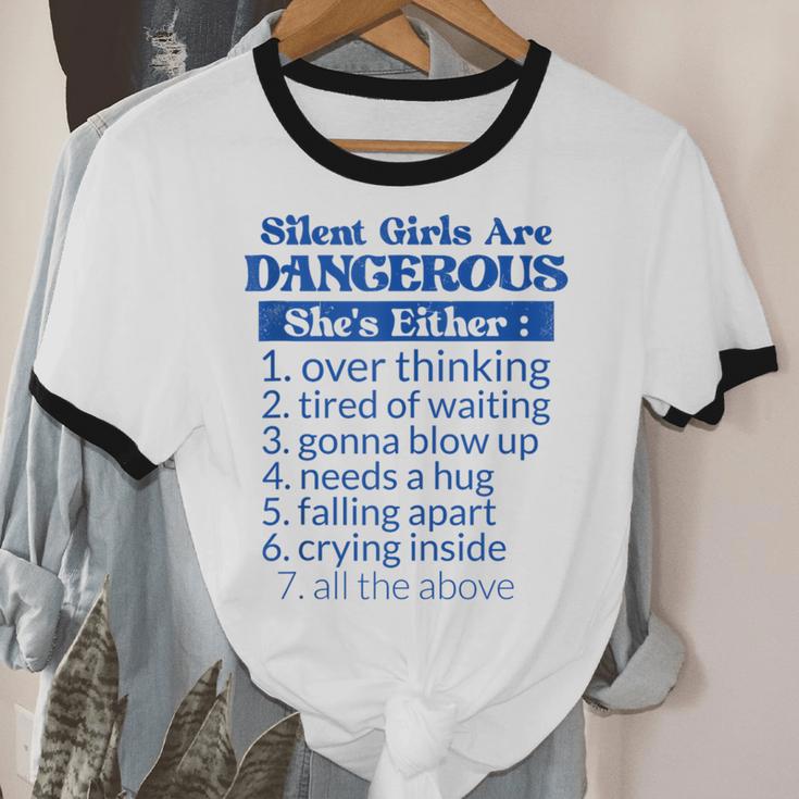Silent Girls Are DangerousFor Quiet Introvert Girl Unisex Cotton Ringer T-Shirt