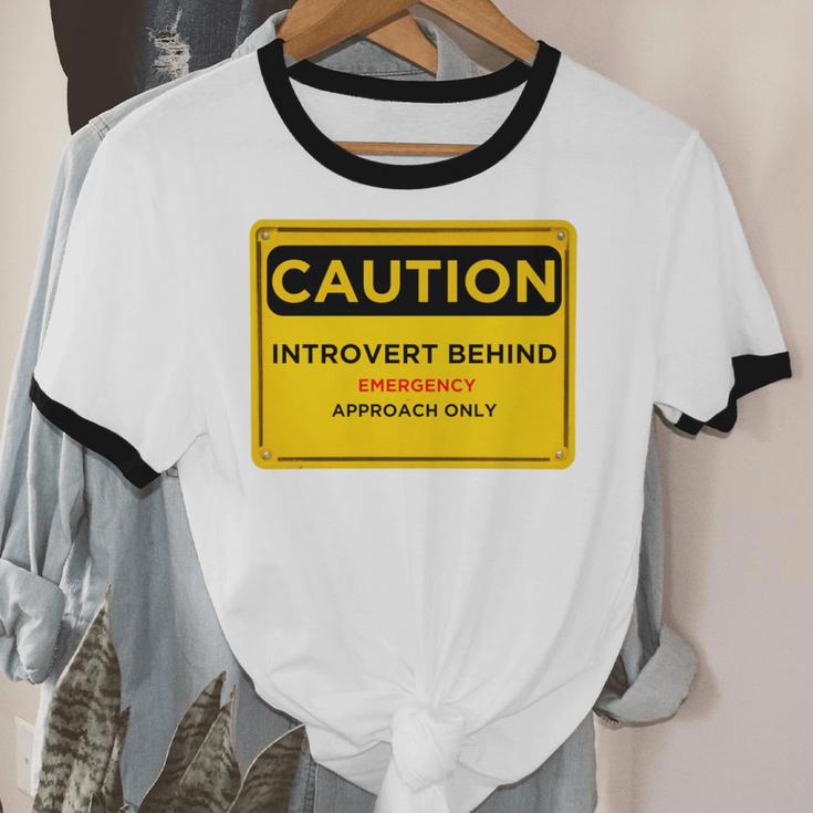 A Simple Yellow Warning Sign For Introvert Unisex Cotton Ringer T-Shirt A Simple Yellow Warning Sign For Introvert Unisex Cotton Ringer T-Shirt