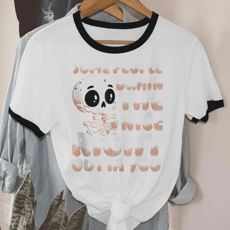 Skeleton Coffee Lover Introvert Unisex Cotton Ringer T-Shirt