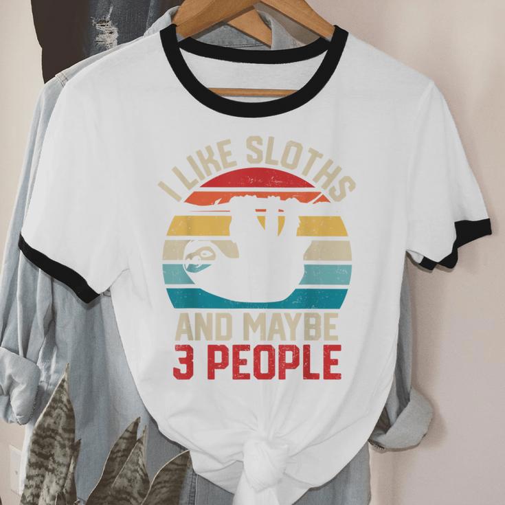 I Like Sloths And Maybe 3 People Sloth Introvert Vintage Unisex Cotton Ringer T-Shirt I Like Sloths And Maybe 3 People Sloth Introvert Vintage Unisex Cotton Ringer T-Shirt