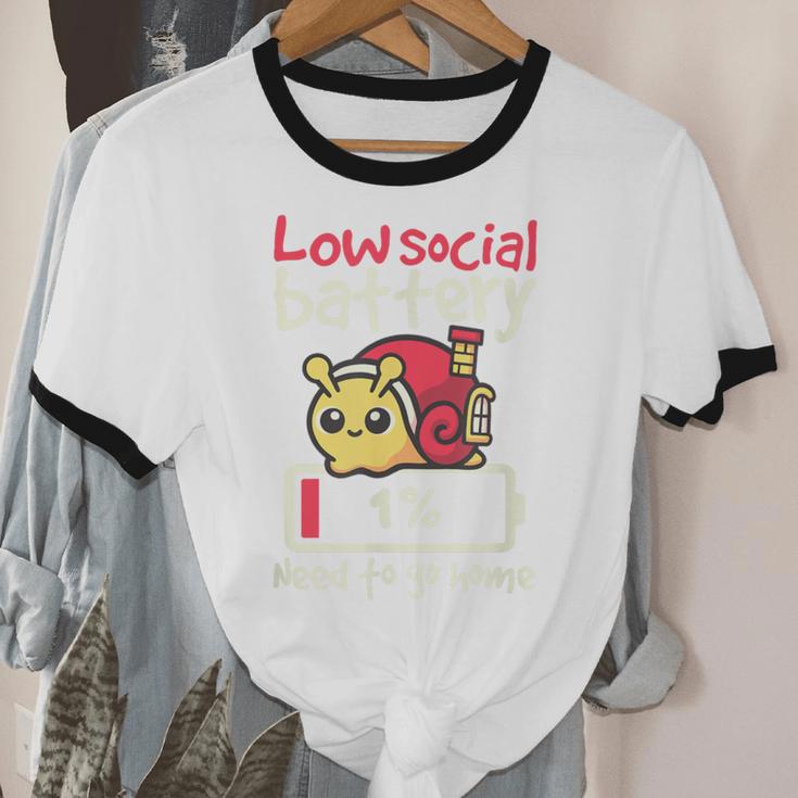 Snail Low Social Battery Need To Go Home Tee For Introvert Unisex Cotton Ringer T-Shirt Snail Low Social Battery Need To Go Home Tee For Introvert Unisex Cotton Ringer T-Shirt