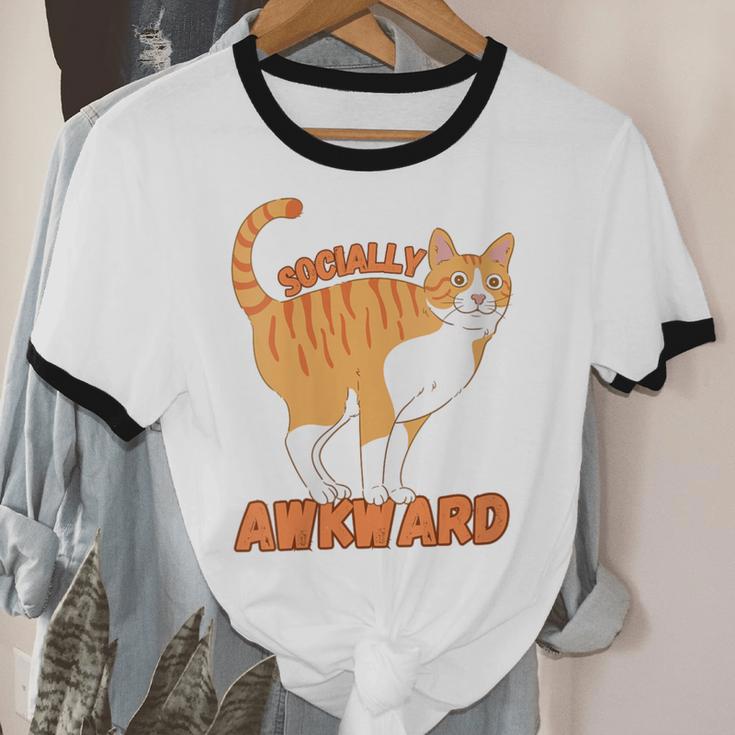 SOCIALLY AWKWARD FUNNY CAT ANTISOCIAL INTROVERT WEIRD Unisex Cotton Ringer T-Shirt SOCIALLY AWKWARD FUNNY CAT ANTISOCIAL INTROVERT WEIRD Unisex Cotton Ringer T-Shirt
