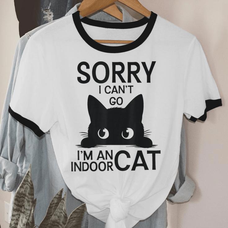 Sorry I Can't Go I'm An Indoor Cat Introvert Cats Unisex Cotton Ringer T-Shirt Sorry I Can't Go I'm An Indoor Cat Introvert Cats Unisex Cotton Ringer T-Shirt