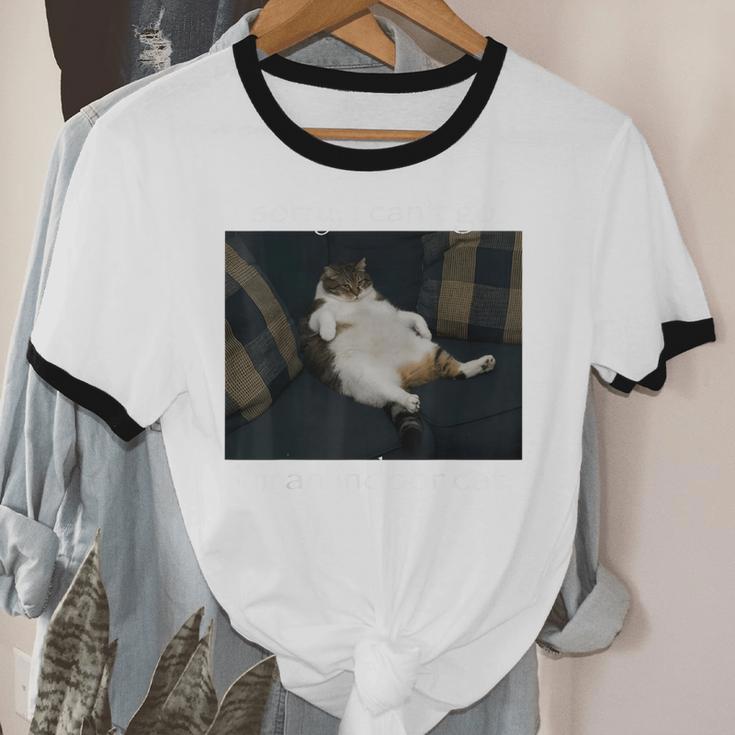 Sorry I Can’t Go I’m An Indoor Cat Introvert Meme Unisex Cotton Ringer T-Shirt Sorry I Can’t Go I’m An Indoor Cat Introvert Meme Unisex Cotton Ringer T-Shirt