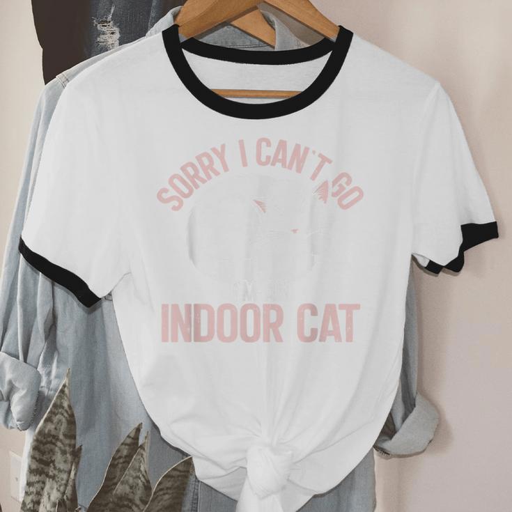 Sorry I Can't Go I'm An Indoor Cat Lazy Humor Introvert Cat Unisex Cotton Ringer T-Shirt Sorry I Can't Go I'm An Indoor Cat Lazy Humor Introvert Cat Unisex Cotton Ringer T-Shirt