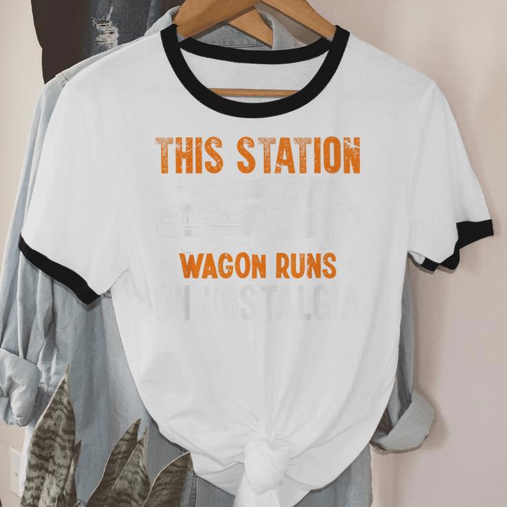 This Station Wagon Runs On Nostalgia Wagon Unisex Cotton Ringer T-Shirt