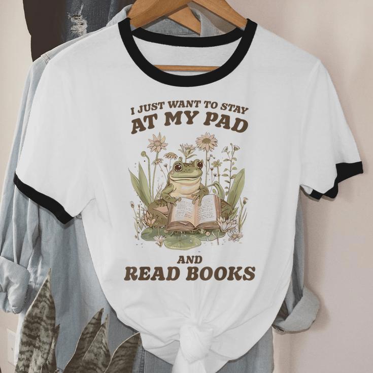 Stay At My Pad And Read Books Frog Introvert Reading Unisex Cotton Ringer T-Shirt Stay At My Pad And Read Books Frog Introvert Reading Unisex Cotton Ringer T-Shirt