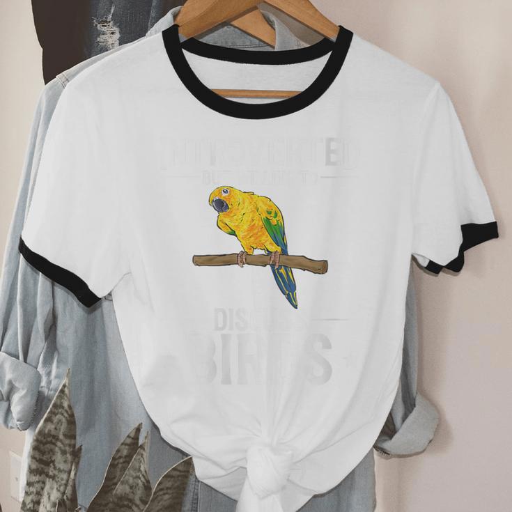 Sun Conure Introvert Parrot Bird Sun Conure Unisex Cotton Ringer T-Shirt