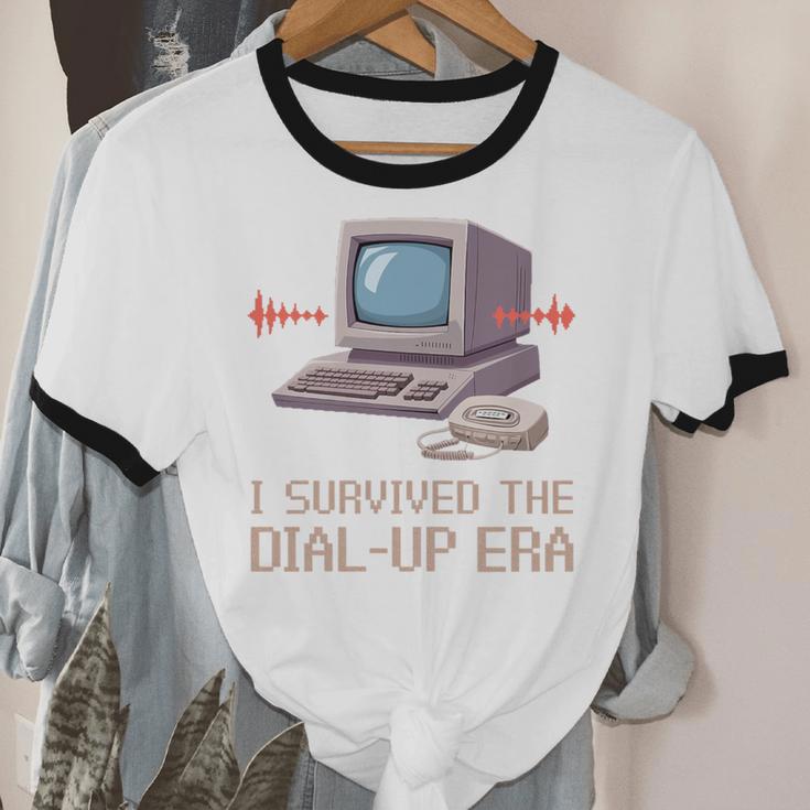 I Survived The Dial-Up Era Retro 90s Nostalgia Premium Tri-Blend Unisex Cotton Ringer T-Shirt