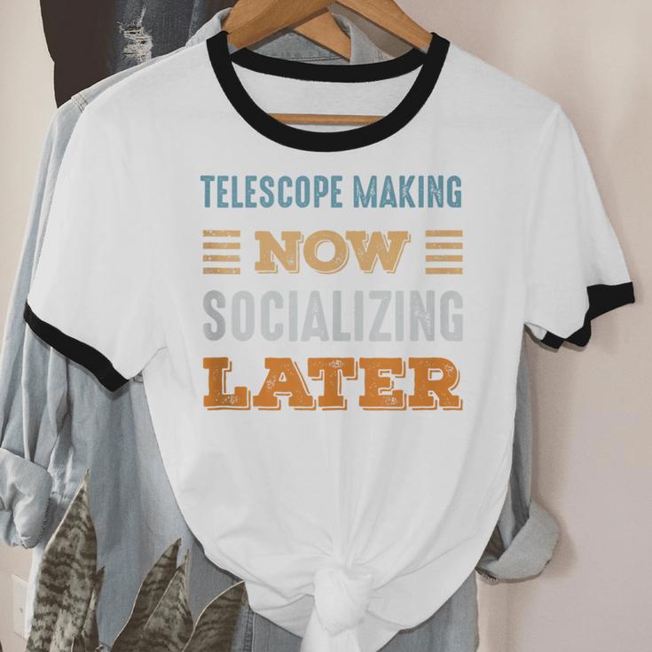 Telescope Making Now Minimal Socializing Introvert Vintage Unisex Cotton Ringer T-Shirt