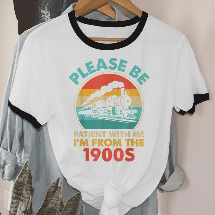 Train Please Be Patient I'm From The 1900s Men Unisex Cotton Ringer T-Shirt Train Please Be Patient I'm From The 1900s Men Unisex Cotton Ringer T-Shirt