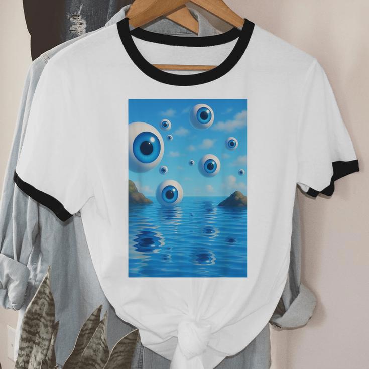 Trippy Weirdcore Frutiger Aero Surreal Eyeballs Y2K Unisex Cotton Ringer T-Shirt