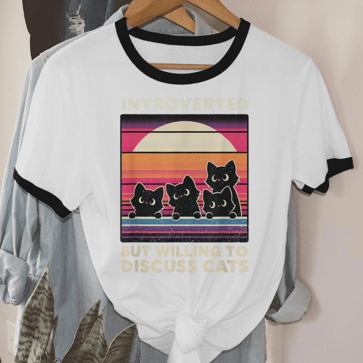 Unique Art For Introverted Cat Fans -Adults Cat Humorous Introvert Small Unisex Cotton Ringer T-Shirt