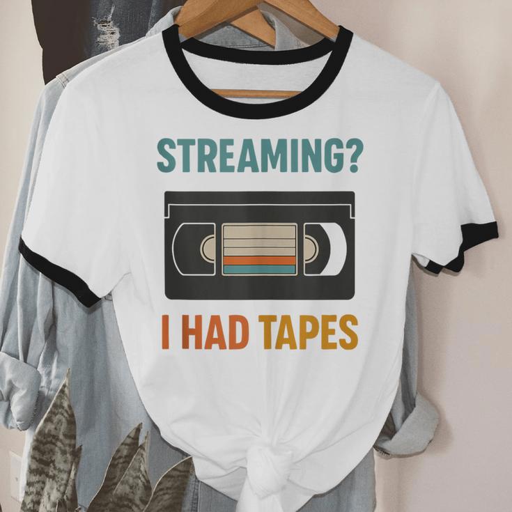 VHS Cassette Tape Retro 80s 90s Nostalgia Unisex Cotton Ringer T-Shirt