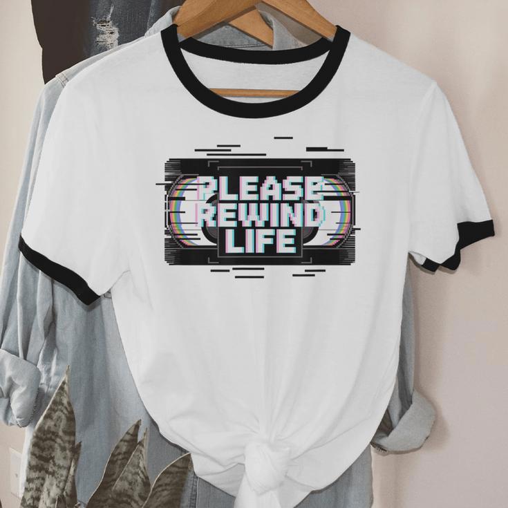 VHS Tape Rewind Glitch 90s Retro Nostalgia Please Rewind Unisex Cotton Ringer T-Shirt VHS Tape Rewind Glitch 90s Retro Nostalgia Please Rewind Unisex Cotton Ringer T-Shirt