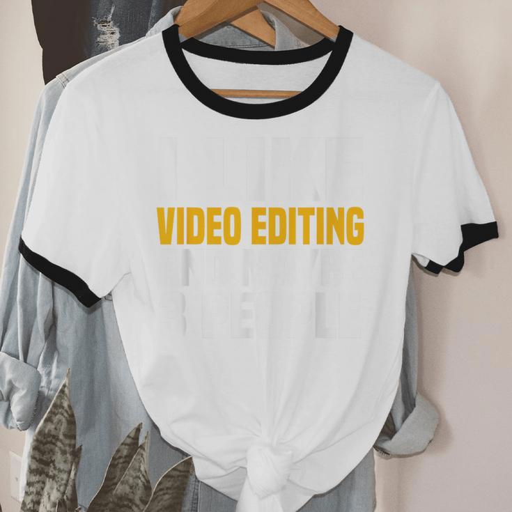 Video Editor Introvert Editing Production Filmmaking Job Unisex Cotton Ringer T-Shirt