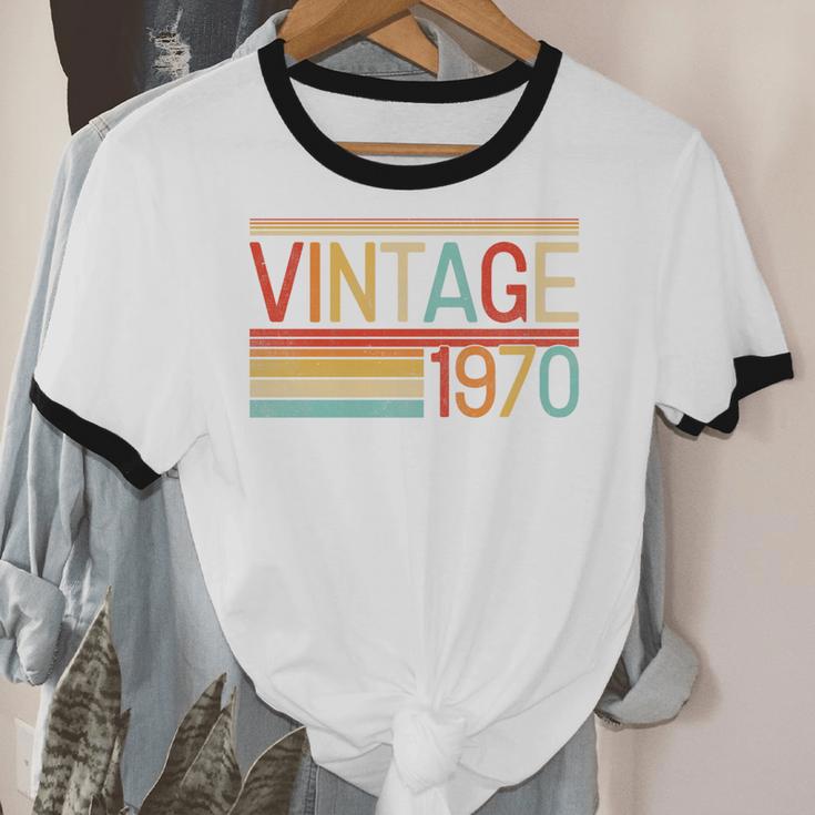 Vintage 1970 Birthday Retro Style 70's Born Nostalgia Party Premium Tri-Blend Unisex Cotton Ringer T-Shirt