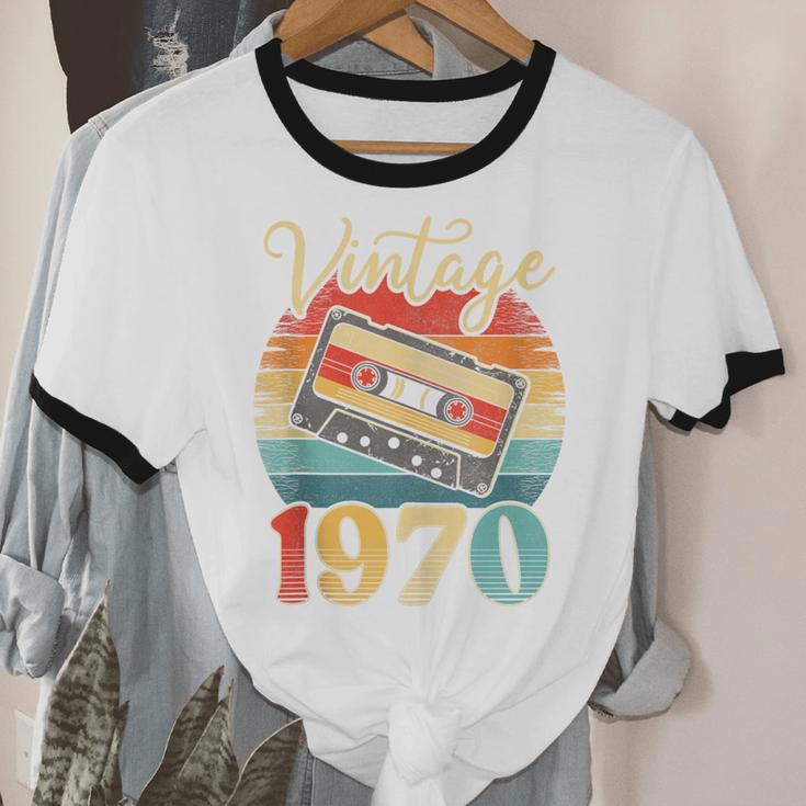 Vintage 1970 Retro Cassette Tape 70s Born Nostalgia Birthday Unisex Cotton Ringer T-Shirt