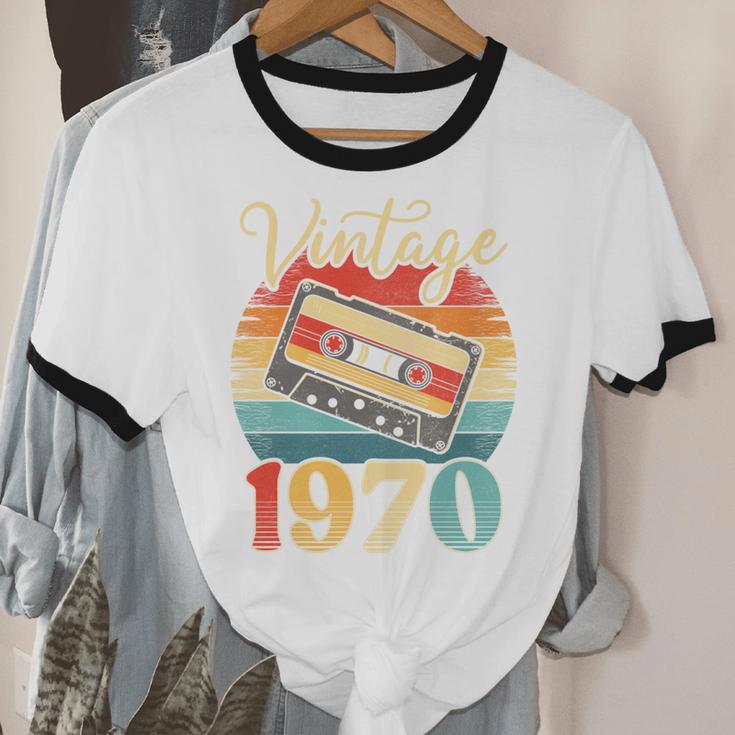 Vintage 1970 Retro Cassette Tape 70s Born Nostalgia Birthday Unisex Cotton Ringer T-Shirt
