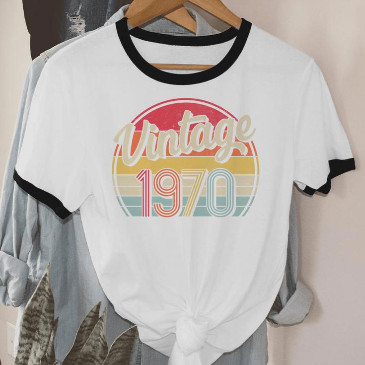 Vintage 1970 Retro Style 70's Born Nostalgia Vibe Birthday Premium Tri-Blend Unisex Cotton Ringer T-Shirt