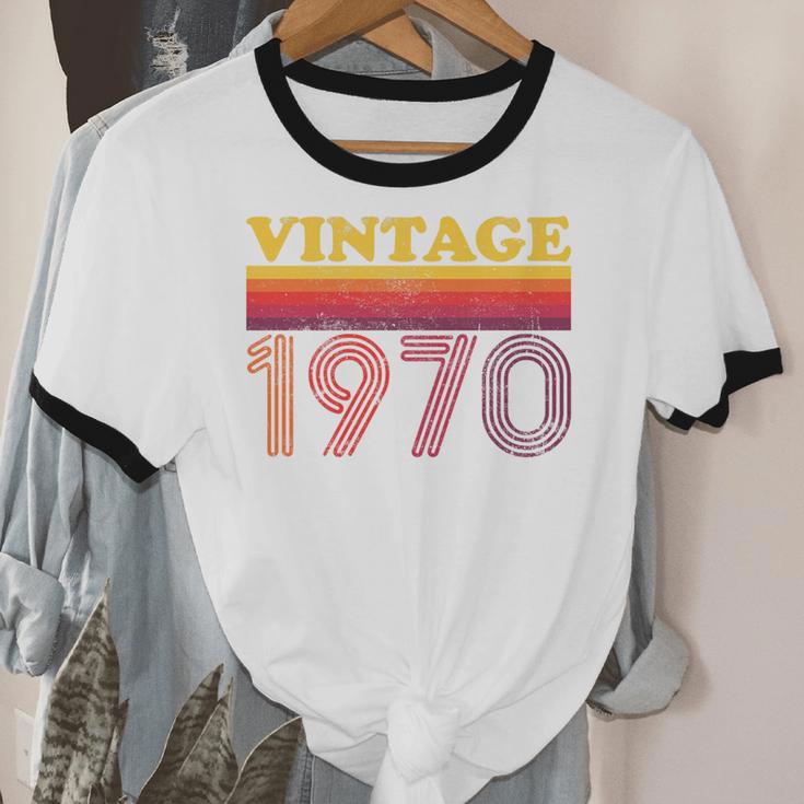 Vintage 1970 Retro Style 70's Born Nostalgia Vibes Birthday Premium Tri-Blend Unisex Cotton Ringer T-Shirt