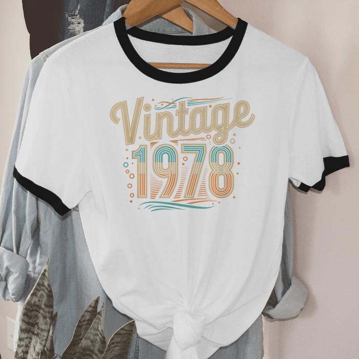 Vintage 1978 Retro Year Groovy 70s For Dad Nostalgia Unisex Cotton Ringer T-Shirt