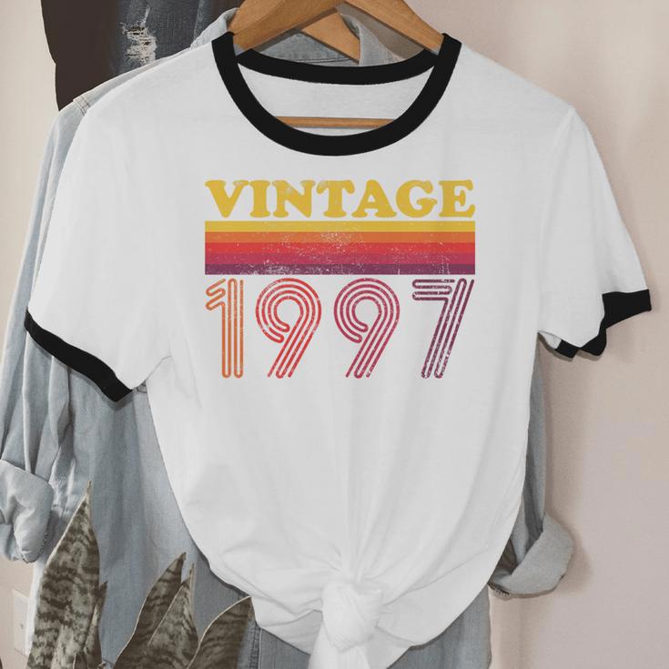 Vintage 1997 Retro Style 90's Born Nostalgia Vibes Birthday Premium Tri-Blend Unisex Cotton Ringer T-Shirt