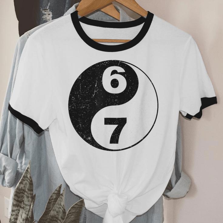Vintage 6 7 Yin Yang Namaste Six Seven Nostalgia Unisex Cotton Ringer T-Shirt
