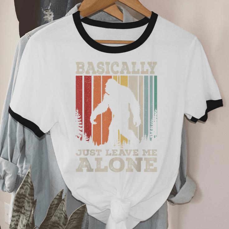 Vintage Basically Just Leave Me Alone Bigfoot Introverts Unisex Cotton Ringer T-Shirt Vintage Basically Just Leave Me Alone Bigfoot Introverts Unisex Cotton Ringer T-Shirt