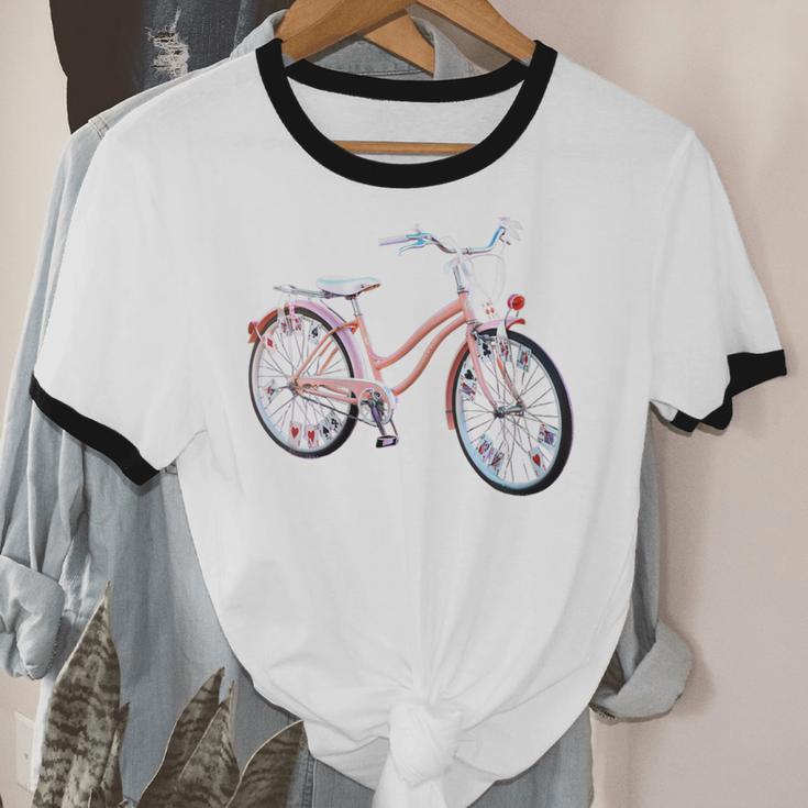Vintage Bicycle With Playing Cards Nostalgia Unisex Cotton Ringer T-Shirt Vintage Bicycle With Playing Cards Nostalgia Unisex Cotton Ringer T-Shirt
