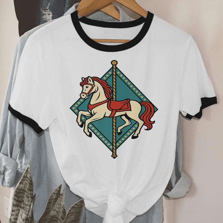 Vintage Carousel Horse Merry Go Round Nostalgia Art Premium Unisex Cotton Ringer T-Shirt Vintage Carousel Horse Merry Go Round Nostalgia Art Premium Unisex Cotton Ringer T-Shirt