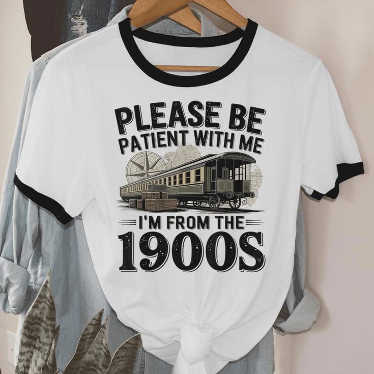 Vintage Be Patient With Me I'm From The 1900s Steam Train Unisex Cotton Ringer T-Shirt Vintage Be Patient With Me I'm From The 1900s Steam Train Unisex Cotton Ringer T-Shirt