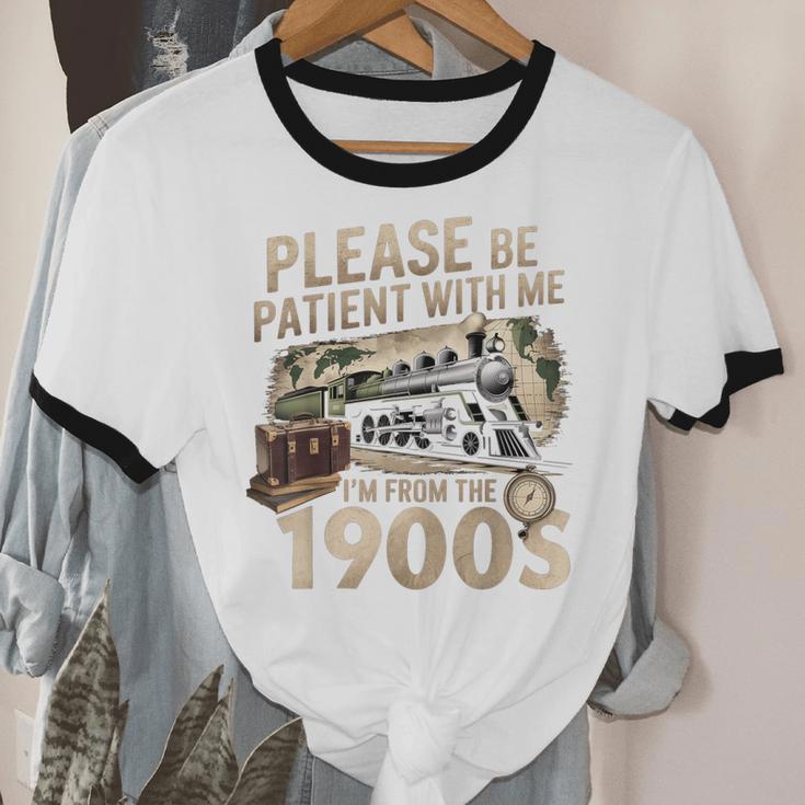 Vintage Please Be Patient With Me I'm From The 1900s Train Unisex Cotton Ringer T-Shirt
