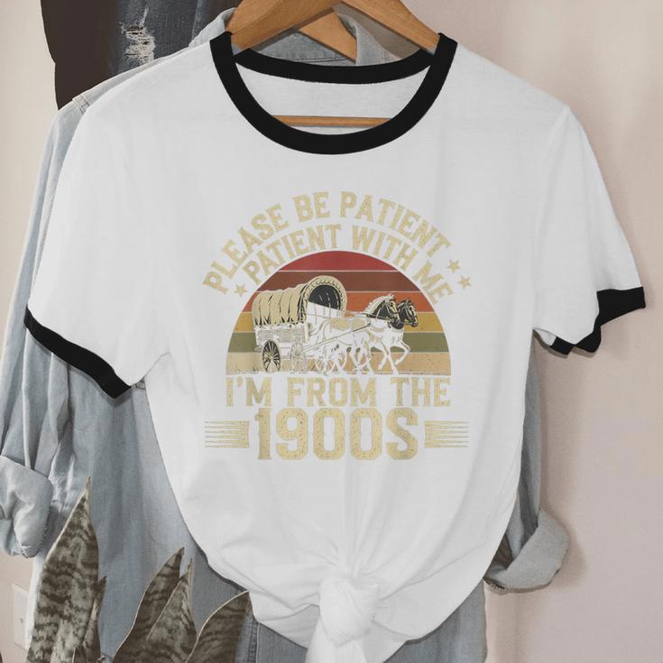 Vintage Please Be Patient With Me I'm From The 1900s Wagon Unisex Cotton Ringer T-Shirt