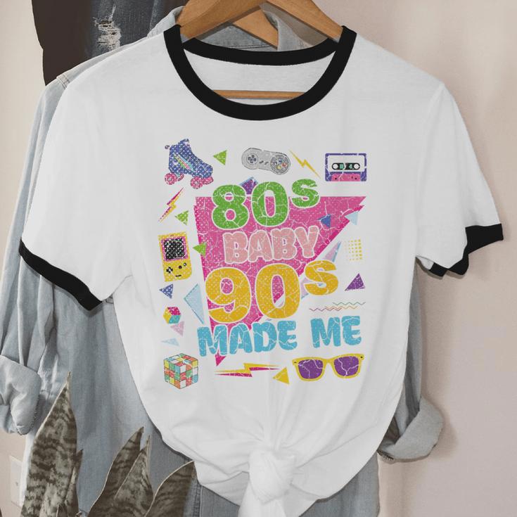 Vintage Retro 80's Baby 90's Made Me 1980s 1990s Nostalgia Premium Tri-Blend Unisex Cotton Ringer T-Shirt