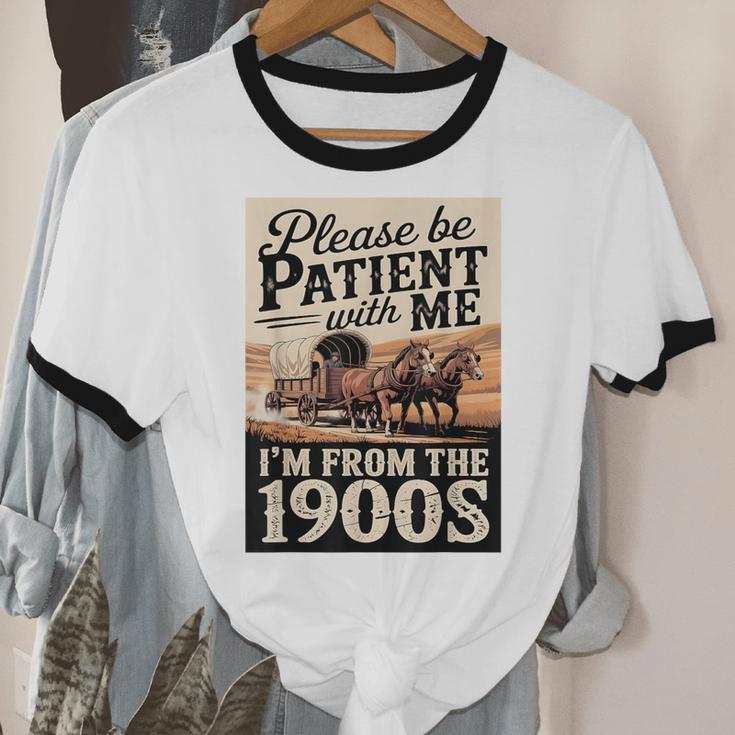 Vintage Saying Please Be Patient With Me I'm From The 1900s Unisex Cotton Ringer T-Shirt