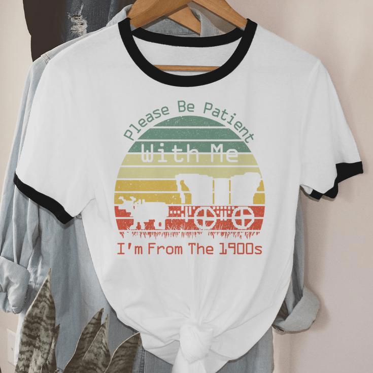Vintage Sunset Please Be Patient With Me I'm From The 1900s Premium Unisex Cotton Ringer T-Shirt