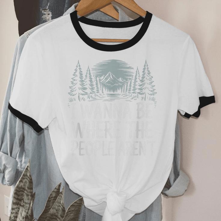 I Wanna Be Where People Aren’t For Camping Hiking Introvert Unisex Cotton Ringer T-Shirt I Wanna Be Where People Aren’t For Camping Hiking Introvert Unisex Cotton Ringer T-Shirt