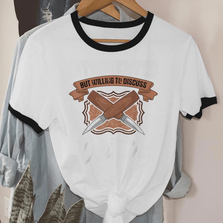 Whittling Hobby Woodcarve Introverted Wood Artist Whittler Unisex Cotton Ringer T-Shirt